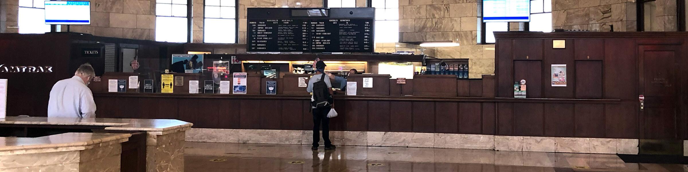 Ticketing counter at Portland Union Station